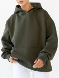EVE Solid Color Loose Hooded Sweatshirt YMZY-61901