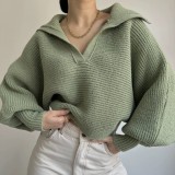 EVE Fashion Long Sleeve Knits Lapel Sweater YMZY-21138