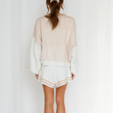 EVE Casual Stripe Sweater Knits Shorts 2 Piece Set YMZY-31302