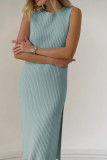 EVE Solid Color Sleeveless Split Maxi Dress YMZY-11819