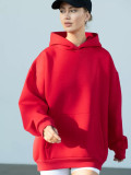 EVE Solid Color Loose Hooded Sweatshirt YMZY-61901