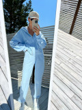 EVE Solid Long Sleeve Zipper Hoodies Two Piece Pants Set YMZY-904