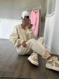 EVE Solid Long Sleeve Zipper Hoodies Two Piece Pants Set YMZY-904