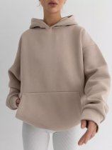EVE Solid Color Loose Hooded Sweatshirt YMZY-61901