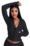 EVE V Neck Zipper Hooded Two Piece Pants Set YD-8819