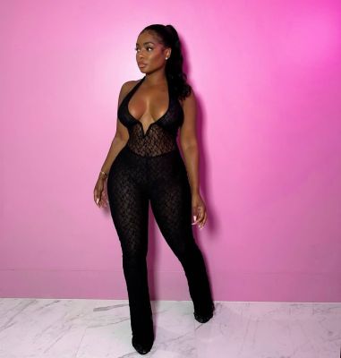 EVE Pre Order: About 7 work days shipping Hollow Out Lace See Through Jumpsuit YUEM-50005