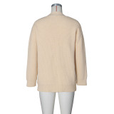 EVE Long Sleeve V Neck Single-breasted Sweater ZSD-0338