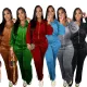 EVE Lapel Zipper Coats And Pants Two Piece Set SFY-575