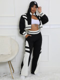 EVE Fashion Color Block Long Sleeve Two Piece Pants Set SFY-2789