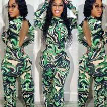 EVE Fashion Print Backless Wide Leg Jumpsuit GDIM-2432