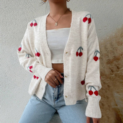 EVE Cherry Sweater Cardigan Long Sleeve Tops GDAM-7182