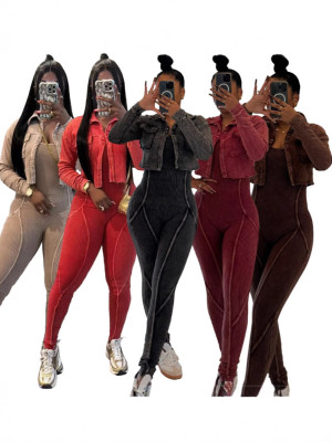 EVE Fashion Long Sleeve Shorts Coat And Jumpsuit 2 Piece Set TK-6329