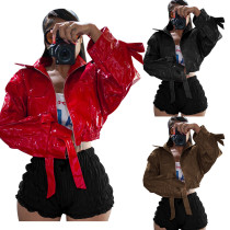 EVE Fashion Solid Color PU Leather Jacket YD-8820