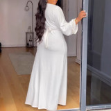 EVE Plus Size V Neck Split Maxi Dress NY-3301