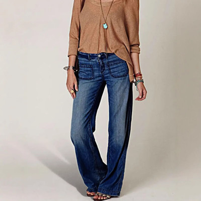 EVE Loose Washed Wide Leg Jeans GKNF-2454