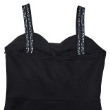 EVE Sexy Sling Hot Drill Splicing Midi Dress GFYX-7070