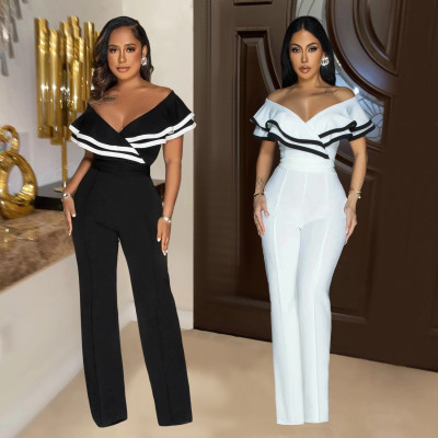 EVE Sleeveless V Neck Solid Color Jumpsuit BY-7052