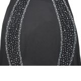 EVE Sexy Sling Hot Drill Splicing Midi Dress GFYX-7070