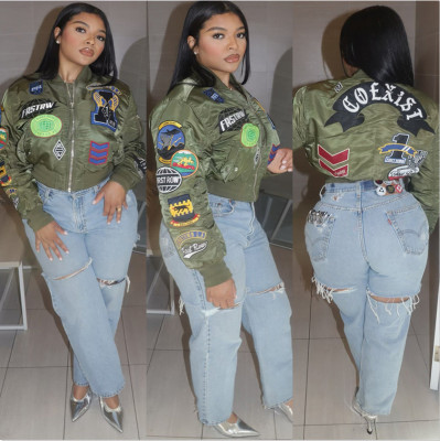 EVE Fashion Long Sleeve Embroidered Aviator Jacket YNSF-2668