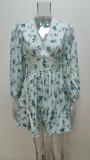 EVE Plus Size Print V Neck Lace Mini Dress GHHE-8536