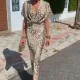 EVE Plus Size Print V Neck Bodycon Dress GHHE-28206