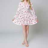 EVE Plus Size Print V Neck Lace Mini Dress GHHE-8536