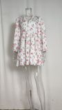 EVE Plus Size Print V Neck Lace Mini Dress GHHE-8536
