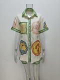 EVE Plus Size Fashion Printed Button Down Shirt Shorts Set GHHE-28063