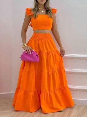 EVE Plus Size Solid Sleeveless Big Swing Sling Maxi Dress GHHE-8114