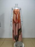 EVE Plus Size Sexy Print Wrap Chest Backless Maxi Dress GHHE-28178