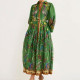 EVE Plus Size Printed Lantern Sleeve Long Dress GHHE-25110