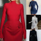 EVE Plus Size Long Sleeve Solid Color Slim Mini Dress GHHE-25227