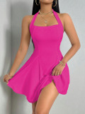 EVE Solid Color Halter Backless Mini Dress GYSQ-CDEA0530