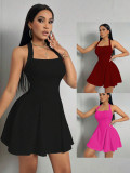 EVE Solid Color Halter Backless Mini Dress GYSQ-CDEA0530