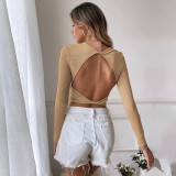 EVE Long Sleeve Knits Backless T Shirt GYSQ-CTCD2830