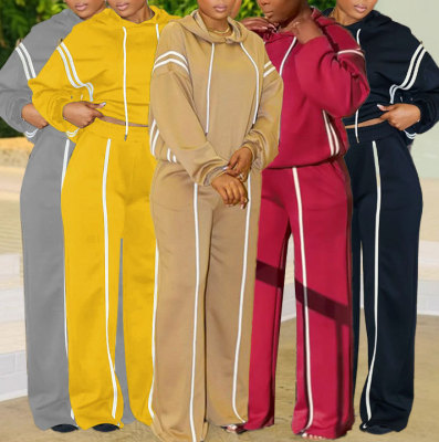 EVE Plus Size Patchwork Hooded Sweatshirt Two-Piece Set NY-10932