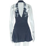 EVE V Neck Halter Backless Mini Dress GJYO-301258