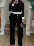 EVE Ribbed Patchwork Long Sleeve Pants 2 Piece Set LSD-2280