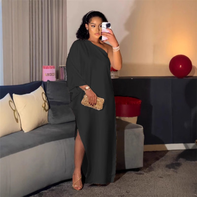 EVE Plus Size Satin Half-sleeve Loose Casual Dress LS-0413