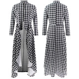 EVE Long Sleeve High Neck Zipper Irregular Dress SFY-321