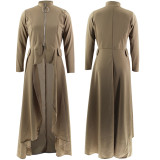 EVE Long Sleeve High Neck Zipper Irregular Dress SFY-321