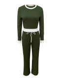 EVE Ribbed Patchwork Long Sleeve Pants 2 Piece Set LSD-2280