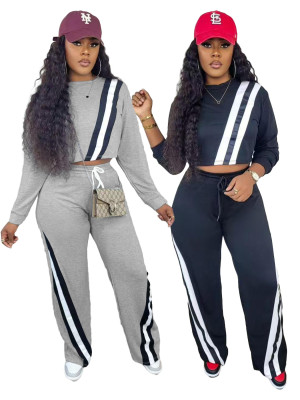 EVE Fashion Patchwork Loose Sport Two Piece Pants Set OD-8723