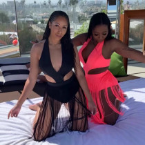 EVE Tassel Deep V Neck One Piece Swimsuit MDF-5060