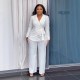EVE Plus Size Solid Color Tie Up Balter Pants Suit NY-10938