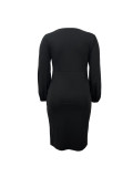 EVE Plus Size Solid Color Midi Dress GAWE-6456