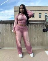 EVE Long Sleeve Hooded Slim Two Piece Pants Set GBGF-5036-1