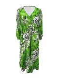 EVE Plus Size Print V Neck Maxi Dress GAWE-6406