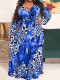 EVE Plus Size Print V Neck Maxi Dress GAWE-6406