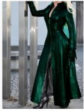 EVE Plus Size Zipper Stand Neck Leather Long Coat GHKC-Q012